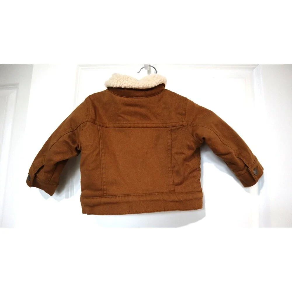babyGap Sherpa Lined Corduroy Trucker Jacket Brown Western Baby 6-12 Months